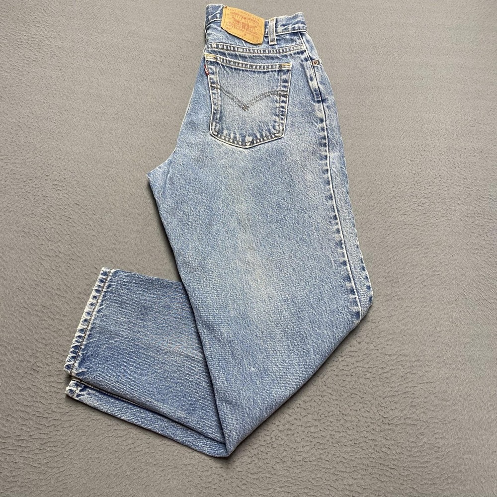 VTG Levi's 550 Jeans Womens 14 Short Blue Light Wash Relaxed Fit Tapered Denim